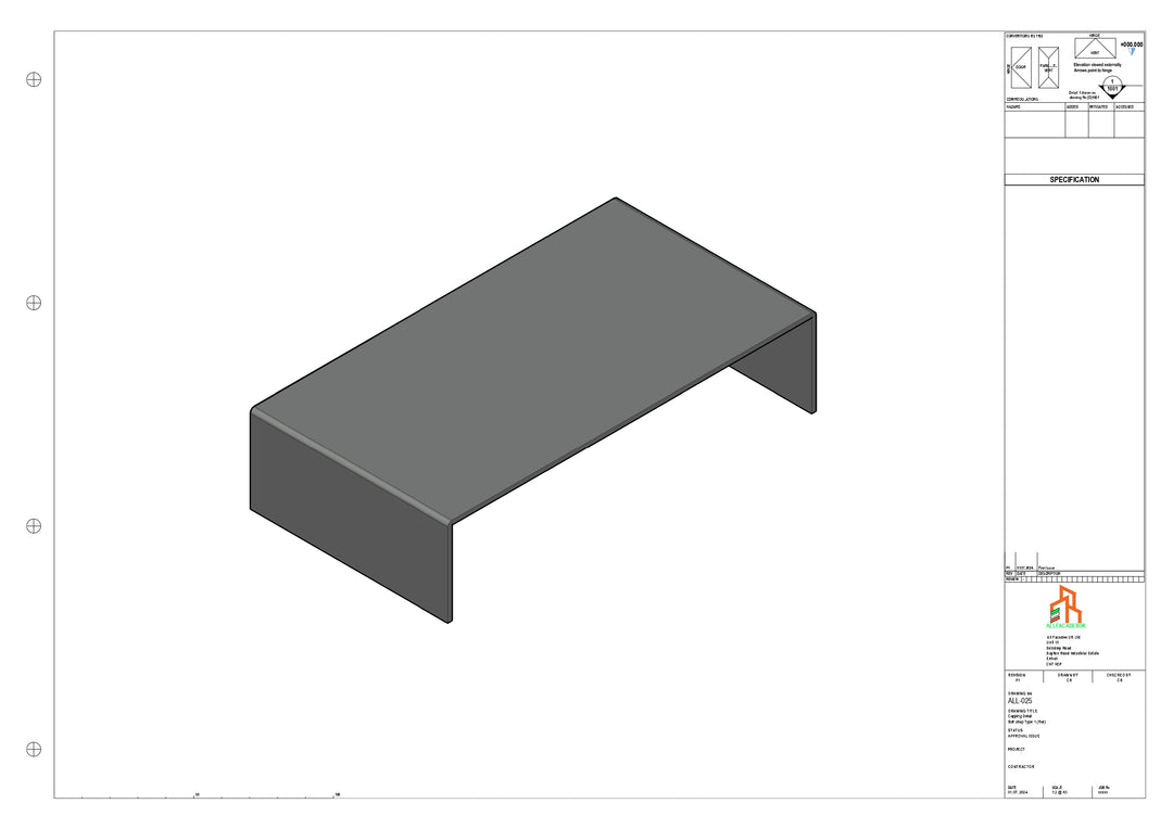 Aluminium Capping - Type 1 - Butt Strap - 100mm