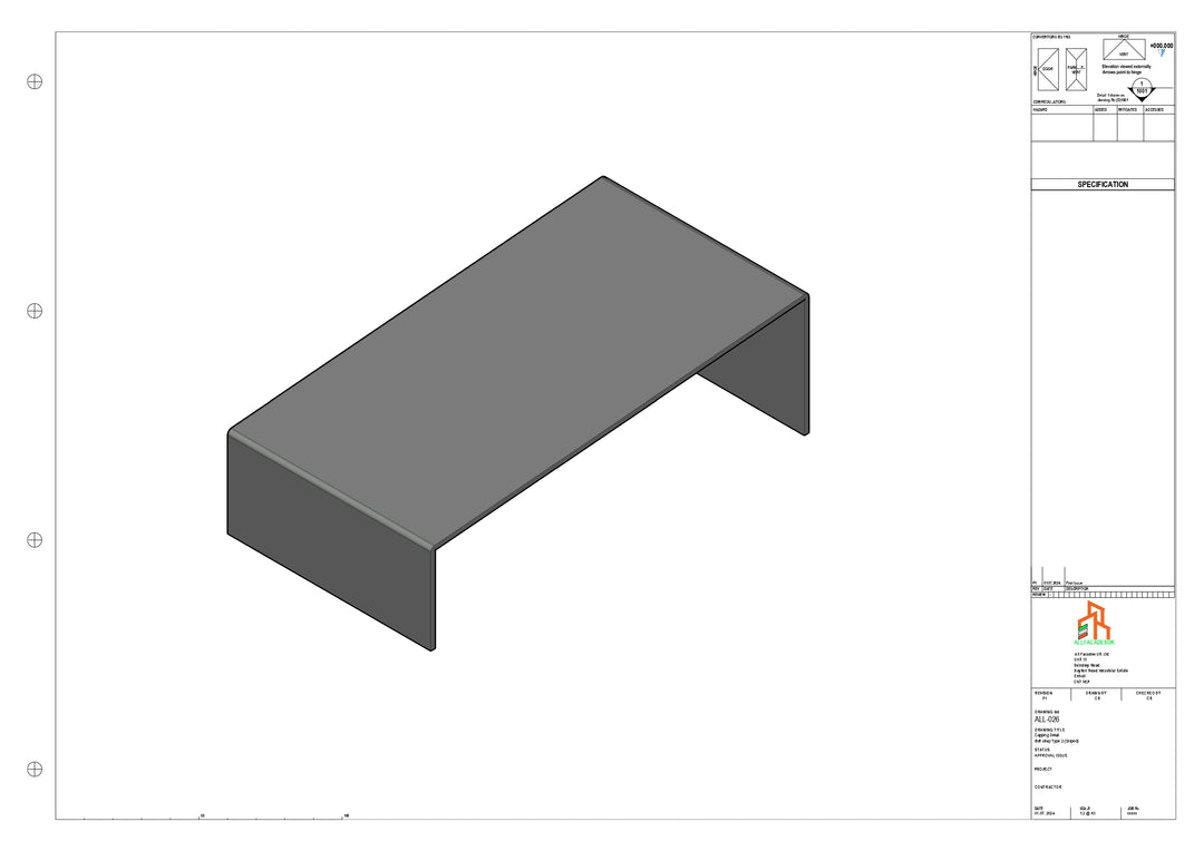 Aluminium Capping - Type 2 - Butt Strap - 100mm