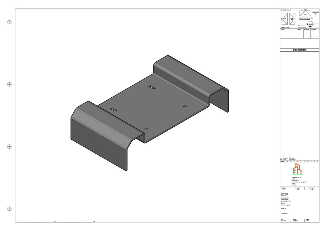 Aluminium Capping- Type 1 - Bracket - 100mm