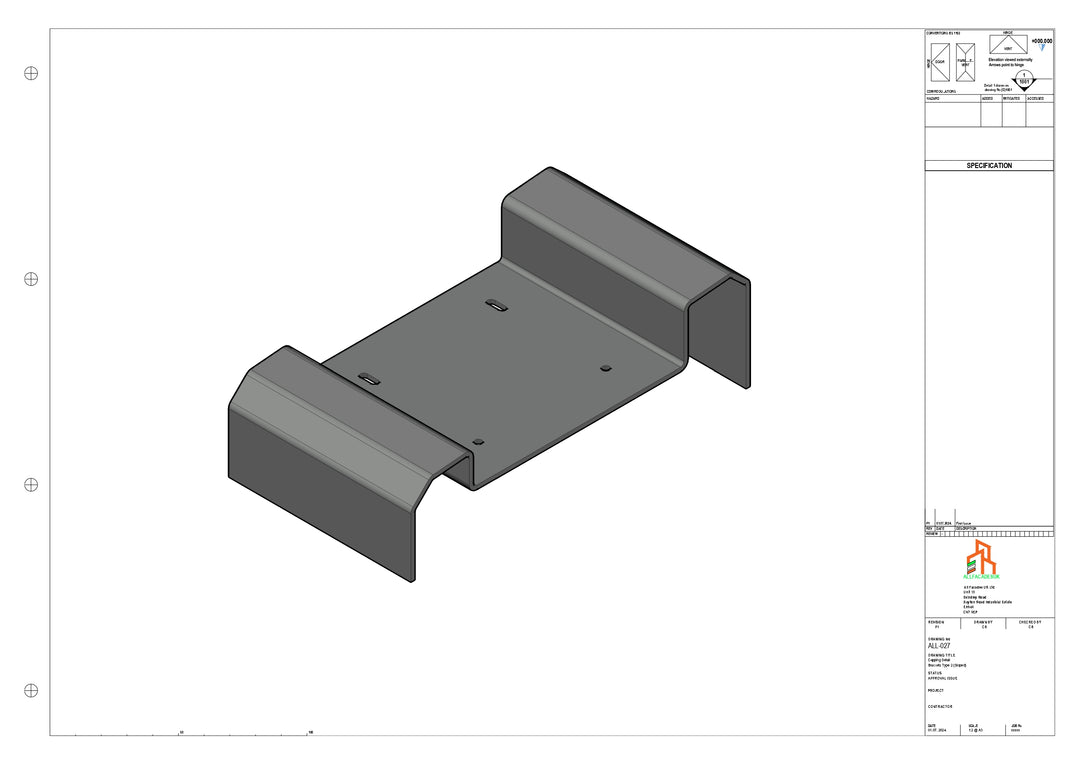 Aluminium Capping- Type 2 - Bracket - 100mm