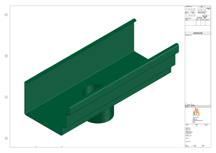 Aluminium Cranked Gutter - Type 11 - Centre Spout - 76 Dia