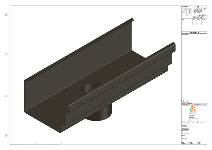 Aluminium Cranked Gutter - Type 11 - Centre Spout - 76 Dia