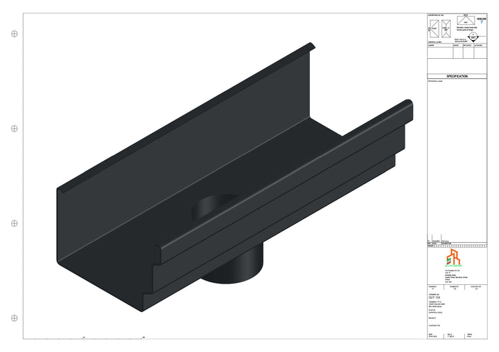 Aluminium Cranked Gutter - Type 11 - Centre Spout - 76 Dia