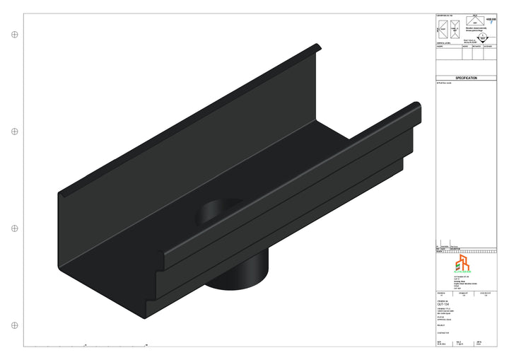 Aluminium Cranked Gutter - Type 11 - Centre Spout - 76 Dia