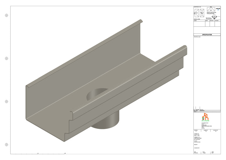 Aluminium Cranked Gutter - Type 11 - Centre Spout - 76 Dia