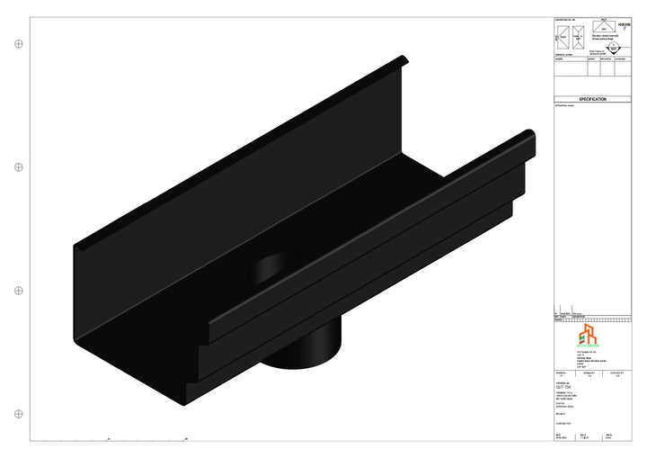 Aluminium Cranked Gutter - Type 11 - Centre Spout - 76 Dia