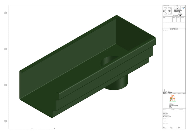 Aluminium Cranked Gutter - Type 11 - End Spout - 76 Dia