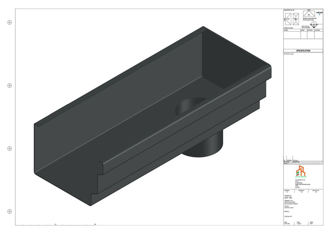Aluminium Cranked Gutter - Type 11 - End Spout - 76 Dia