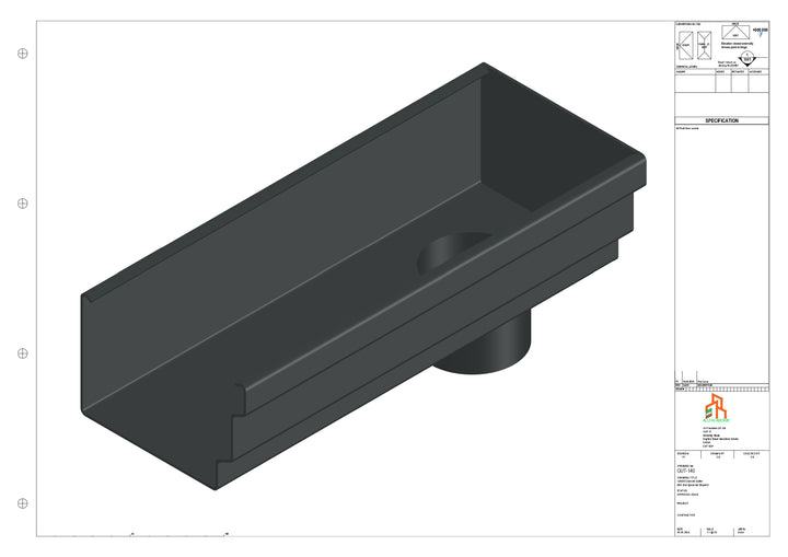Aluminium Cranked Gutter - Type 11 - End Spout - 76 Dia