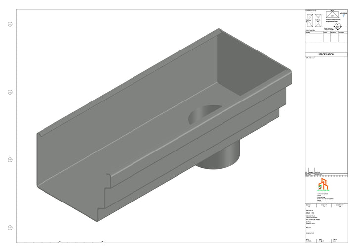 Aluminium Cranked Gutter - Type 11 - End Spout - 76 Dia