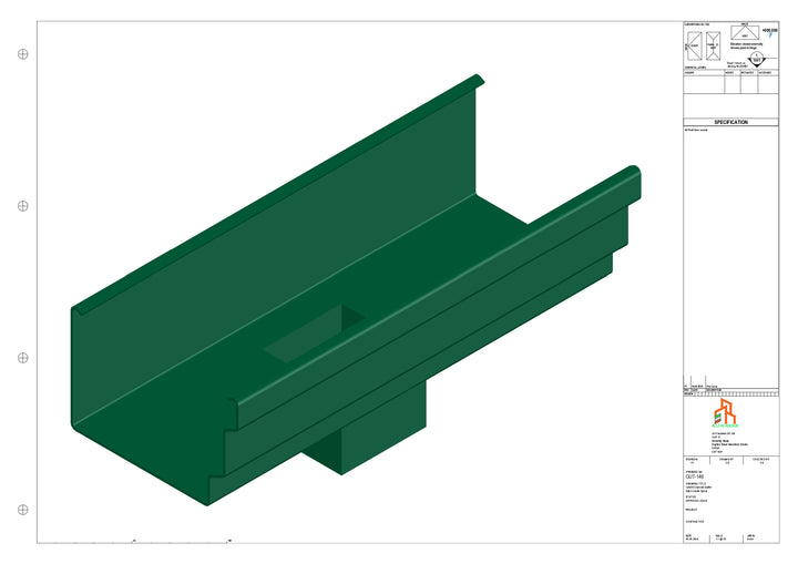 Aluminium Cranked Gutter - Type 11 - Centre Spout - 76 Sq