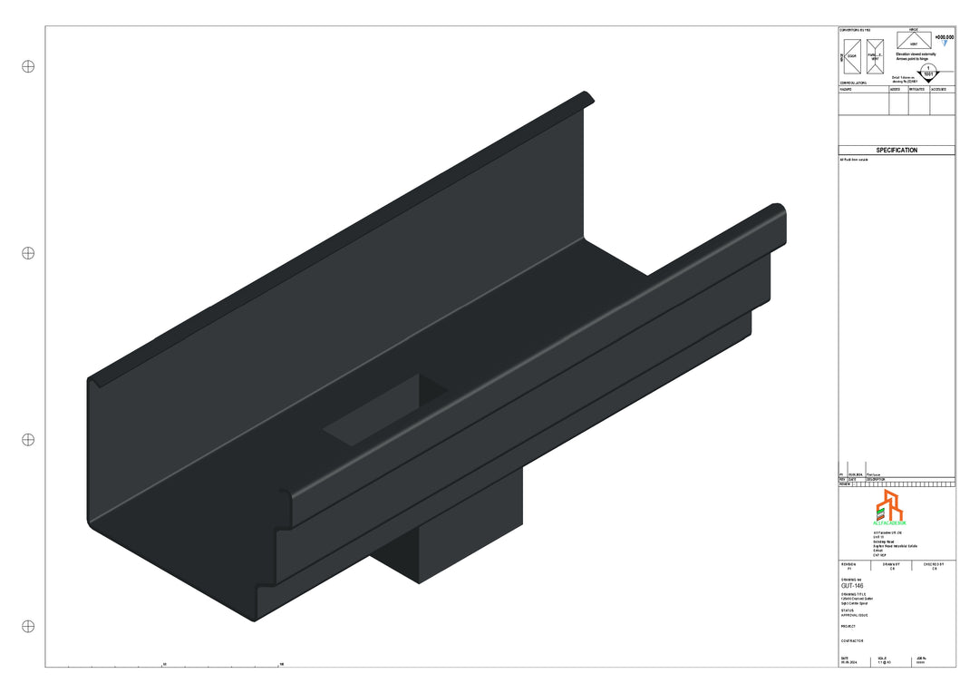 Aluminium Cranked Gutter - Type 11 - Centre Spout - 76 Sq
