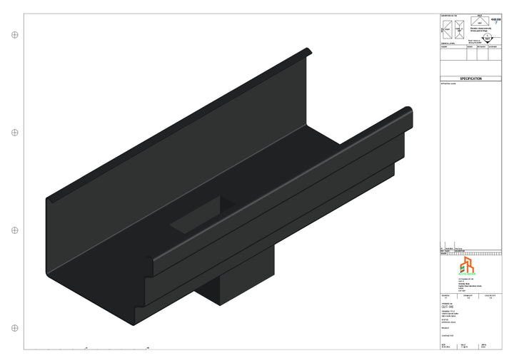 Aluminium Cranked Gutter - Type 11 - Centre Spout - 76 Sq
