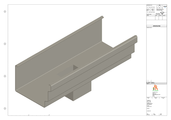 Aluminium Cranked Gutter - Type 11 - Centre Spout - 76 Sq