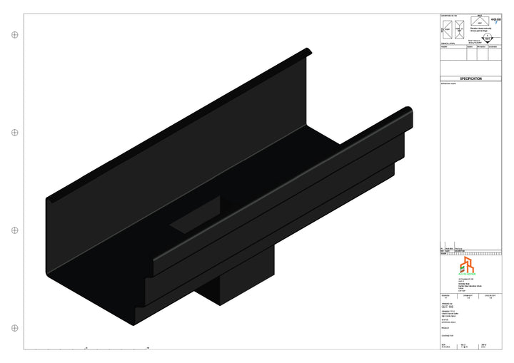 Aluminium Cranked Gutter - Type 11 - Centre Spout - 76 Sq