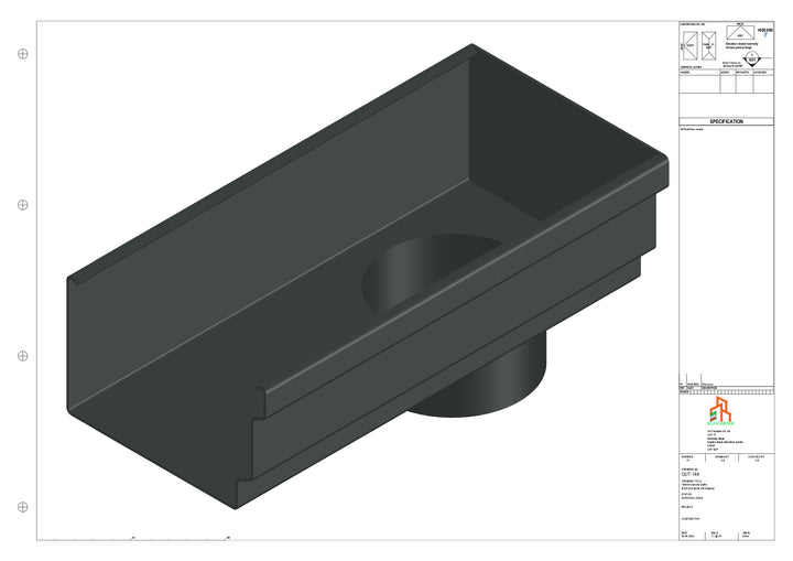 Aluminium Cranked Gutter - Type 12 - End Spout - 63 Dia