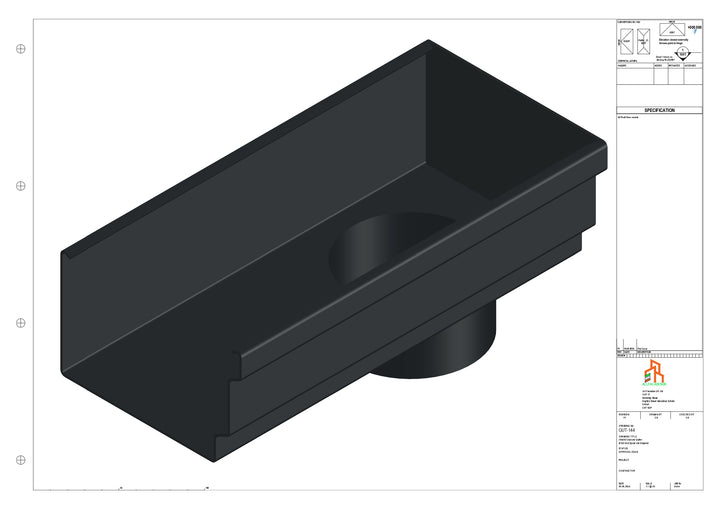 Aluminium Cranked Gutter - Type 12 - End Spout - 63 Dia