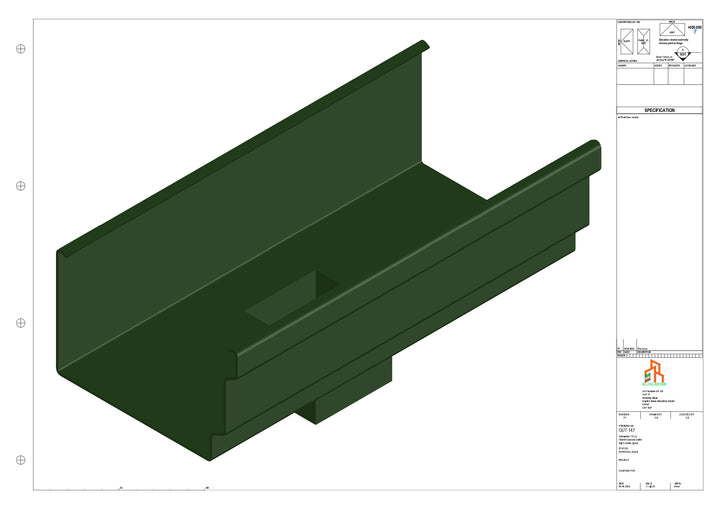 Aluminium Cranked Gutter - Type 12 - Centre Spout - 76 Sq