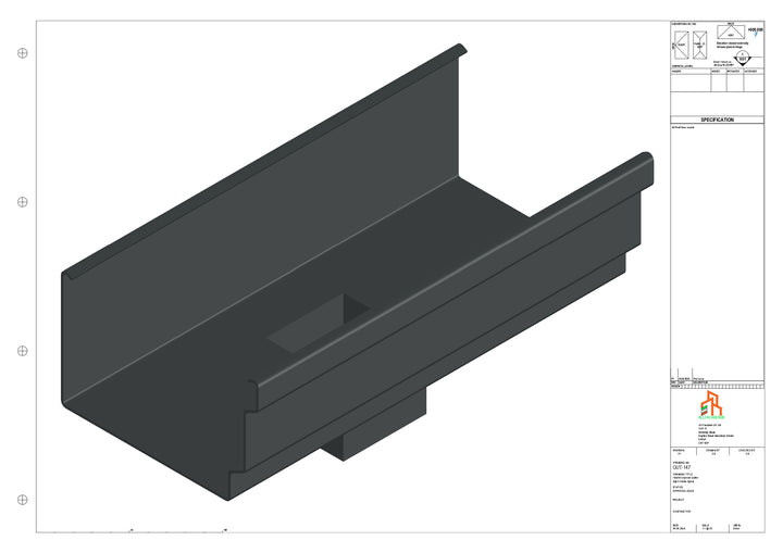 Aluminium Cranked Gutter - Type 12 - Centre Spout - 76 Sq