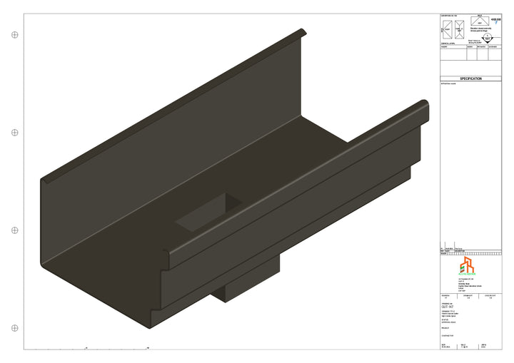 Aluminium Cranked Gutter - Type 12 - Centre Spout - 76 Sq