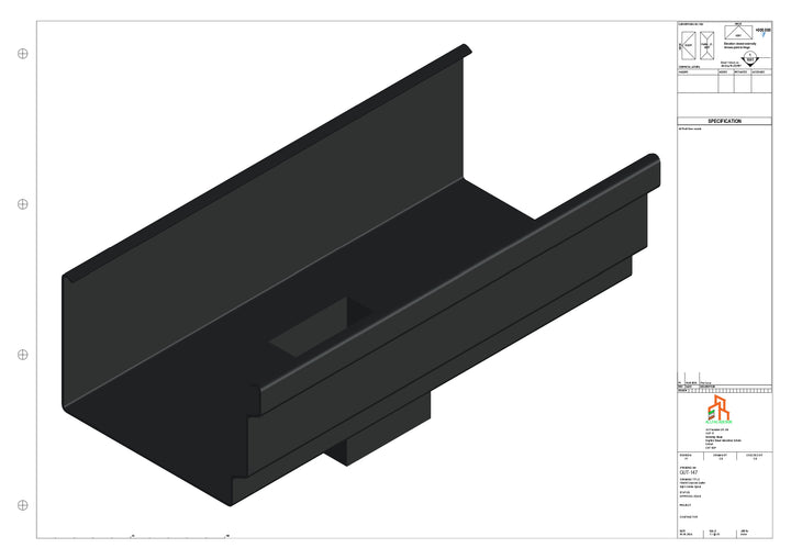 Aluminium Cranked Gutter - Type 12 - Centre Spout - 76 Sq