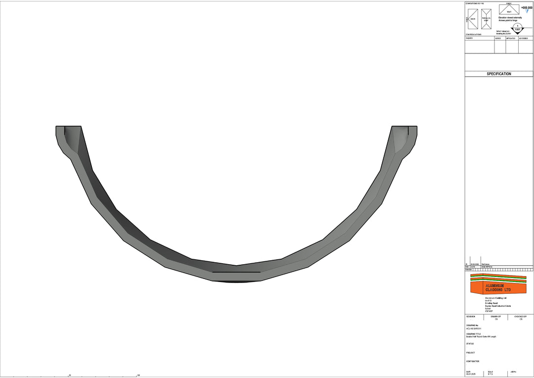 Cast Aluminium Beaded Half Round Gutter 6ft Length