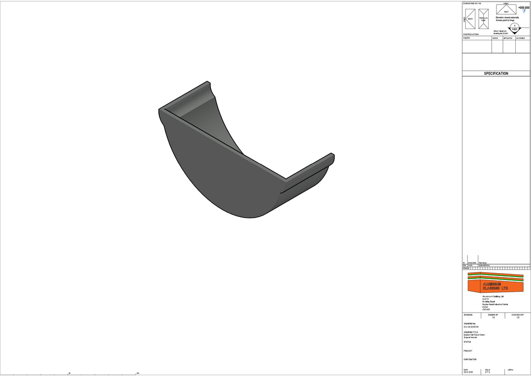 Cast Aluminium Beaded Half Round Gutter Stopend Internal