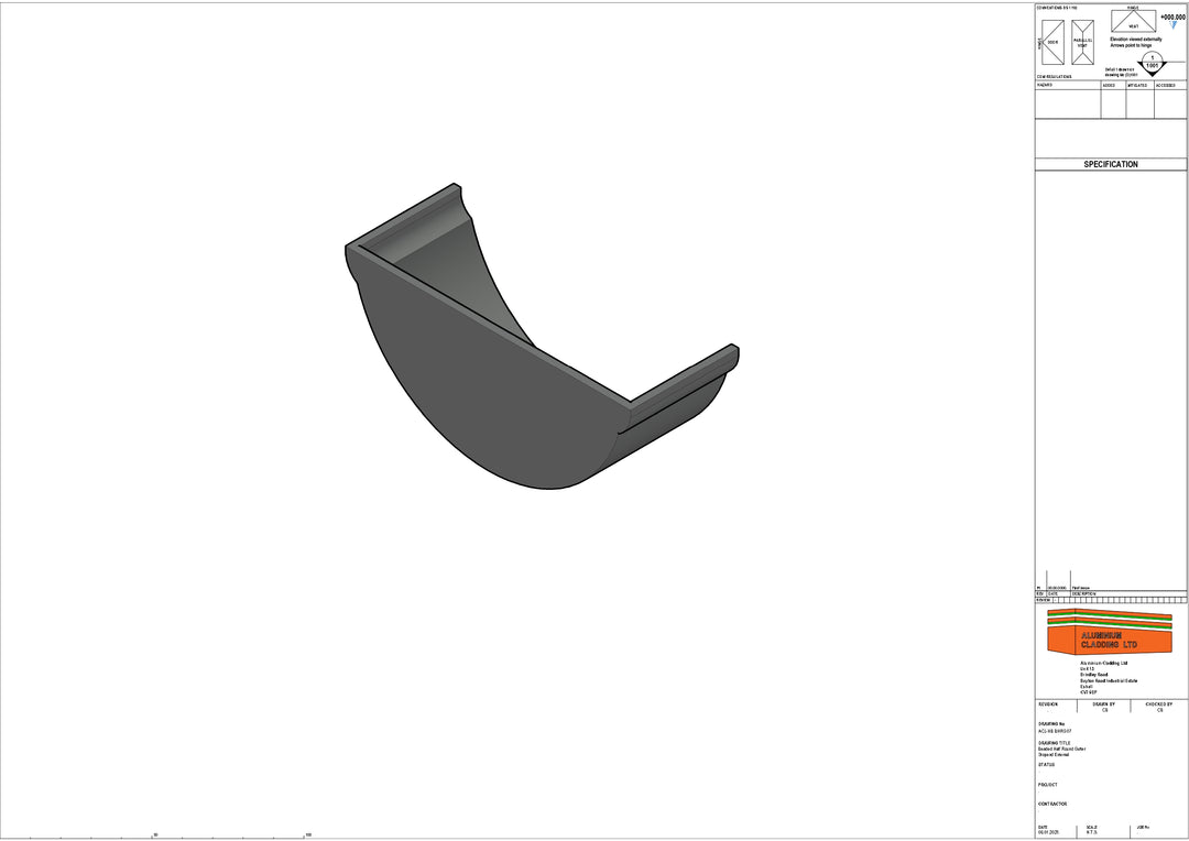 Cast Aluminium Beaded Half Round Gutter Stopend External