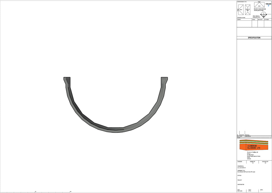 Cast Aluminium Deep Beaded Half Round Gutter 6ft Length
