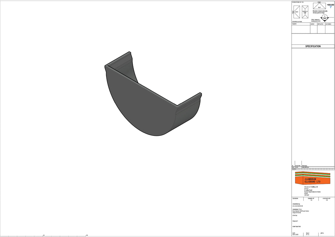 Cast Aluminium Deep Beaded Half Round Gutter Stopend Internal
