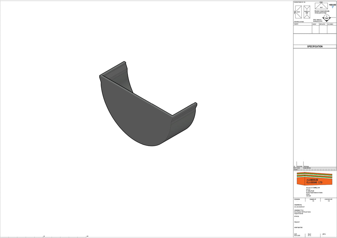 Cast Aluminium Deep Beaded Half Round Gutter Stopend External