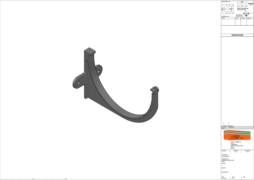 Cast Aluminium Deep Beaded Half Round Gutter Bracket