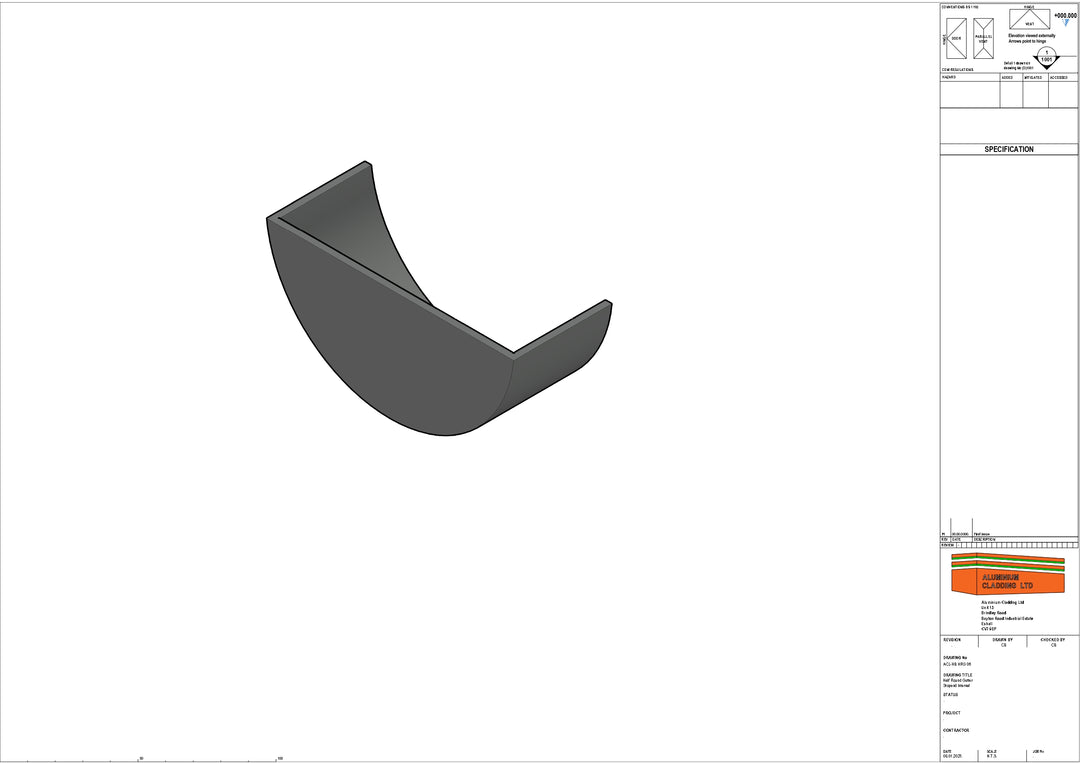Cast Aluminium Half Round Gutter Stopend Internal