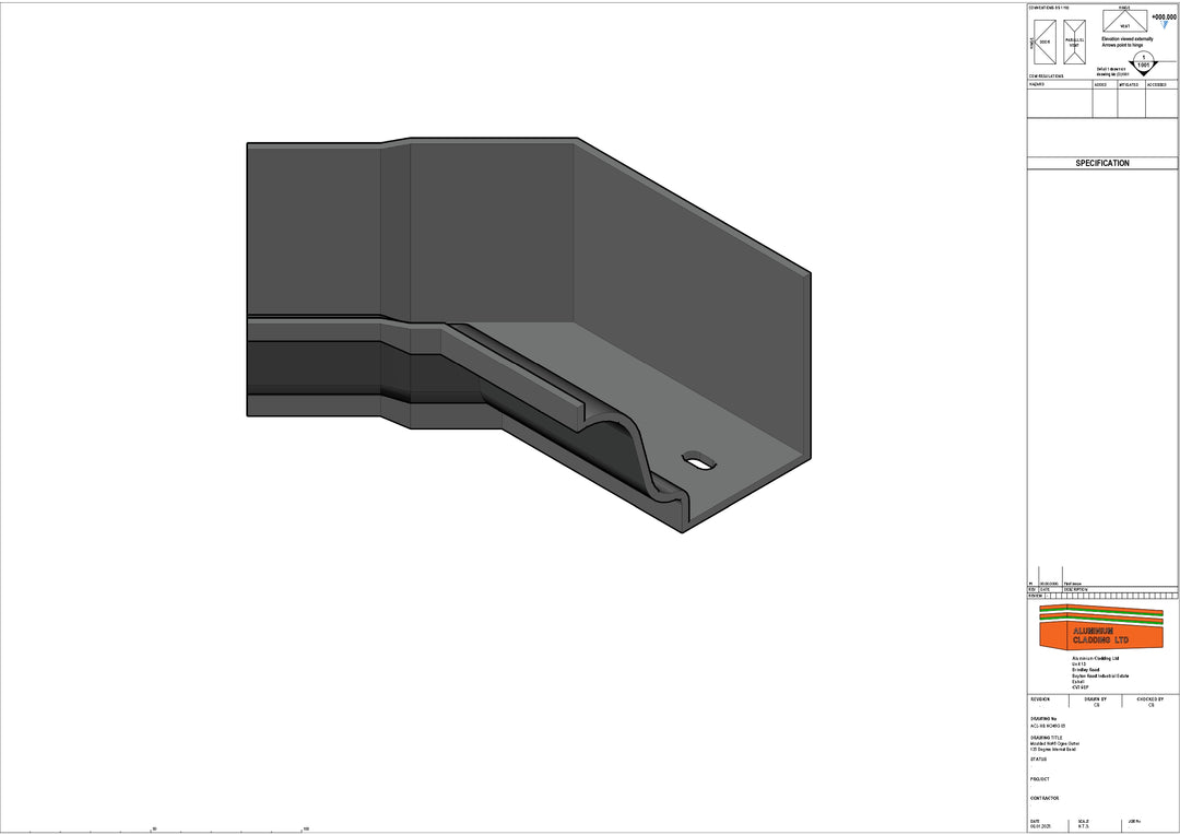 Cast Aluminium Moulded No46 Ogee Gutter 135 Degree Internal right