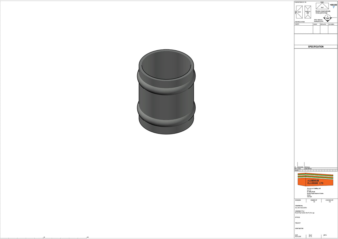Cast Aluminium Socket - Round pipe socket no lugs