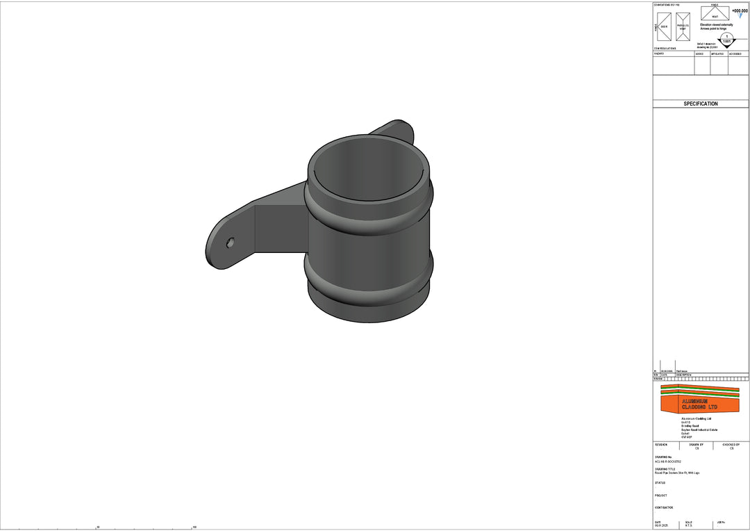 Cast Aluminium Socket - Round pipe socket with lugs