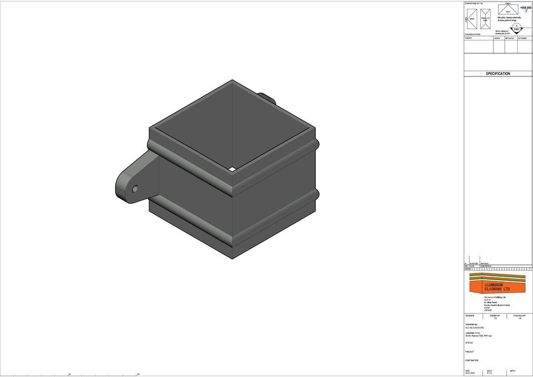 Cast Aluminium Socket - Square pipe Regency with lugs