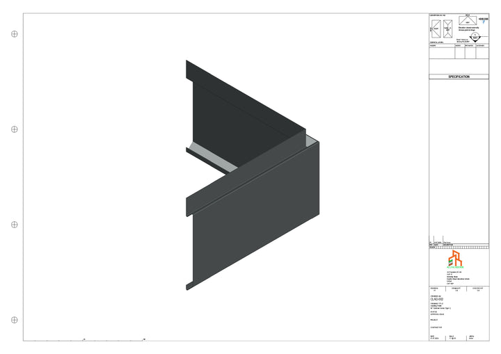 Aluminium Cladding - Type 1 - 90 Degree Ext Corner 300x300mm
