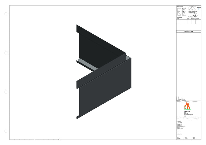 Aluminium Cladding - Type 1 - 90 Degree Ext Corner 300x300mm