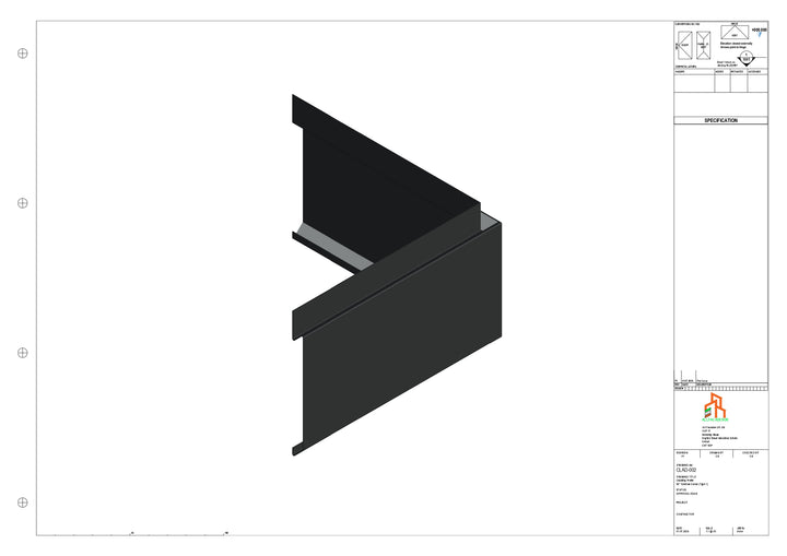 Aluminium Cladding - Type 1 - 90 Degree Ext Corner 300x300mm