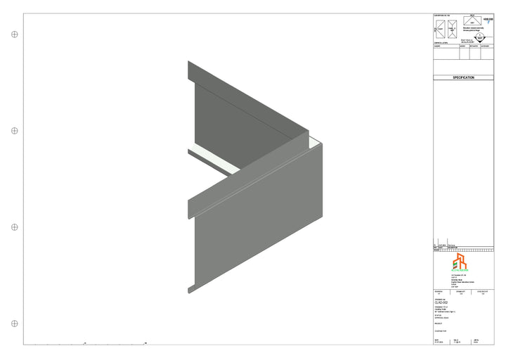 Aluminium Cladding - Type 1 - 90 Degree Ext Corner 300x300mm