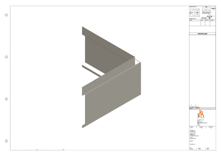 Aluminium Cladding - Type 1 - 90 Degree Ext Corner 300x300mm
