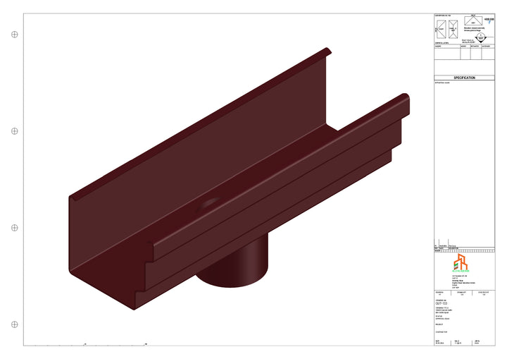 Aluminium Cranked Gutter - Type 10 - Centre Spout - 63 Dia