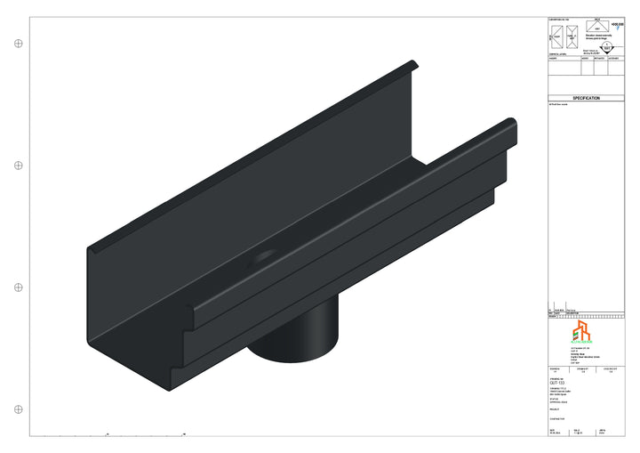 Aluminium Cranked Gutter - Type 10 - Centre Spout - 63 Dia
