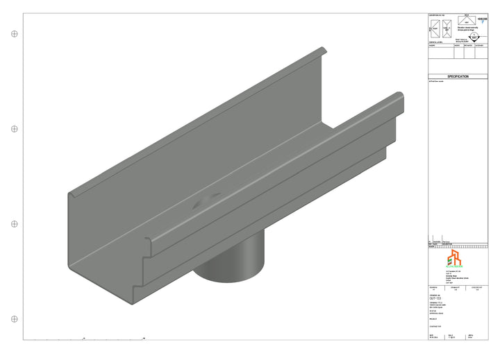 Aluminium Cranked Gutter - Type 10 - Centre Spout - 63 Dia