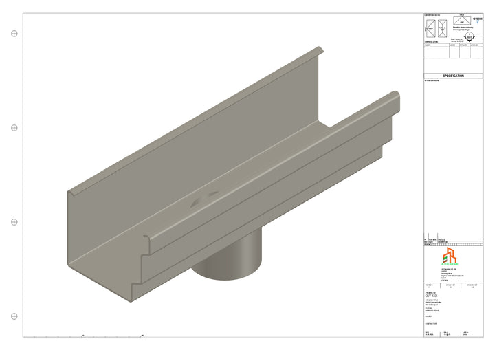 Aluminium Cranked Gutter - Type 10 - Centre Spout - 63 Dia