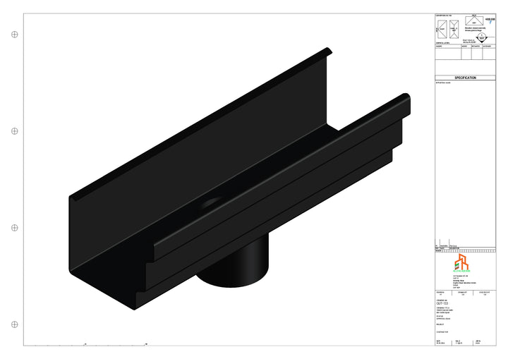 Aluminium Cranked Gutter - Type 10 - Centre Spout - 63 Dia