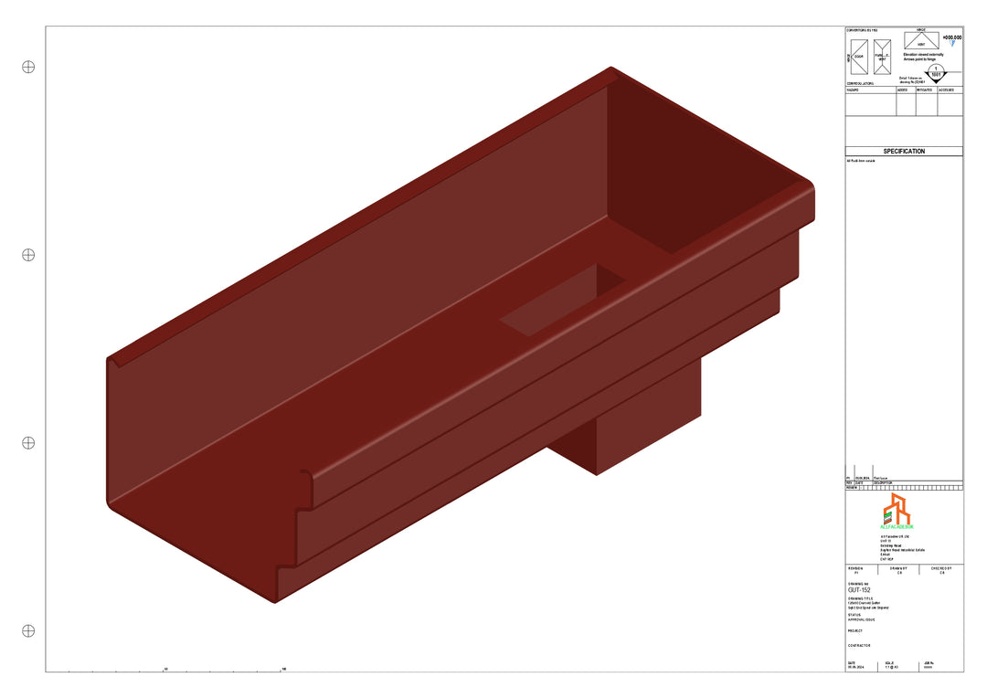 Aluminium Cranked Gutter - Type 11 - End Spout - 63 Sq