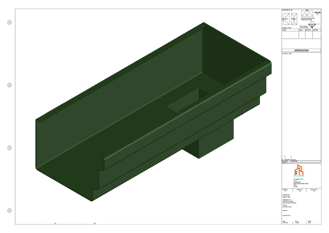Aluminium Cranked Gutter - Type 11 - End Spout - 63 Sq