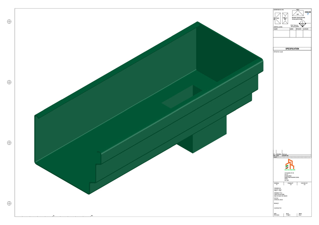 Aluminium Cranked Gutter - Type 11 - End Spout - 63 Sq